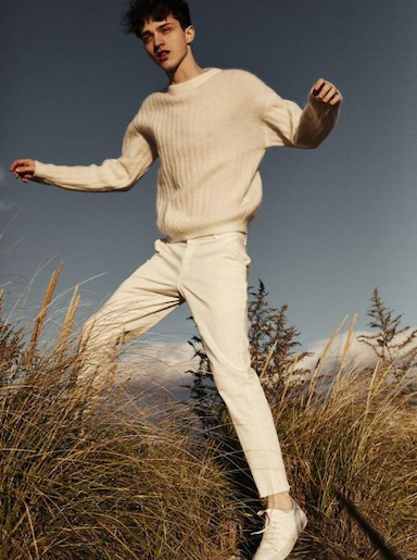 Fashion model in light outfit